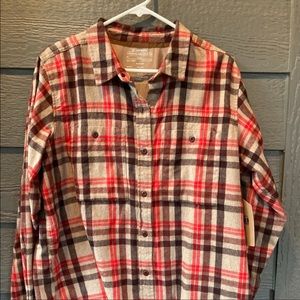 REI Wallace Lake LS Flannel Shirt Brown & Red XL